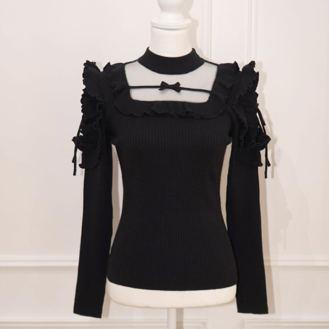 m*m様 meltie きらきらショルダーフリルニット