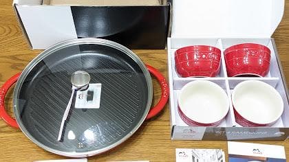 【新品未使用】staub スチーム&グリル 26cm ガラス蓋 ラムカンセット