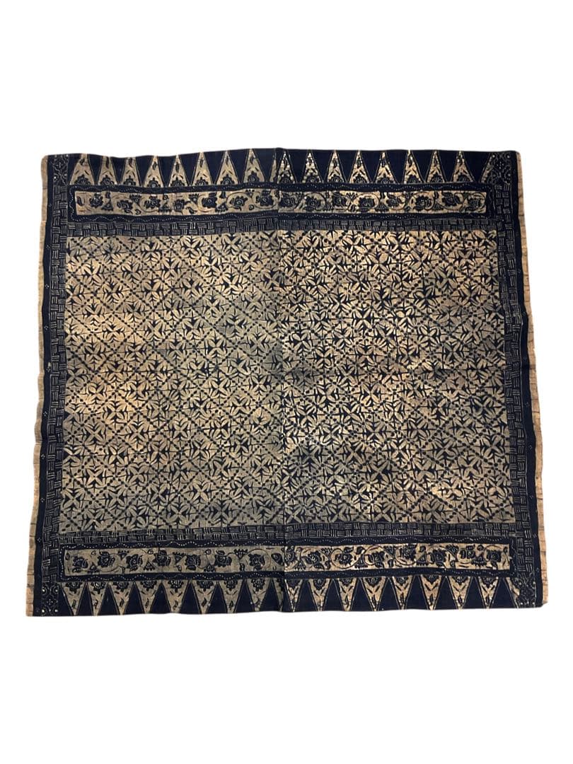 【トゥバン 手紡,手織布,茶綿,藍染バティック】蔵出し特価 022-254B