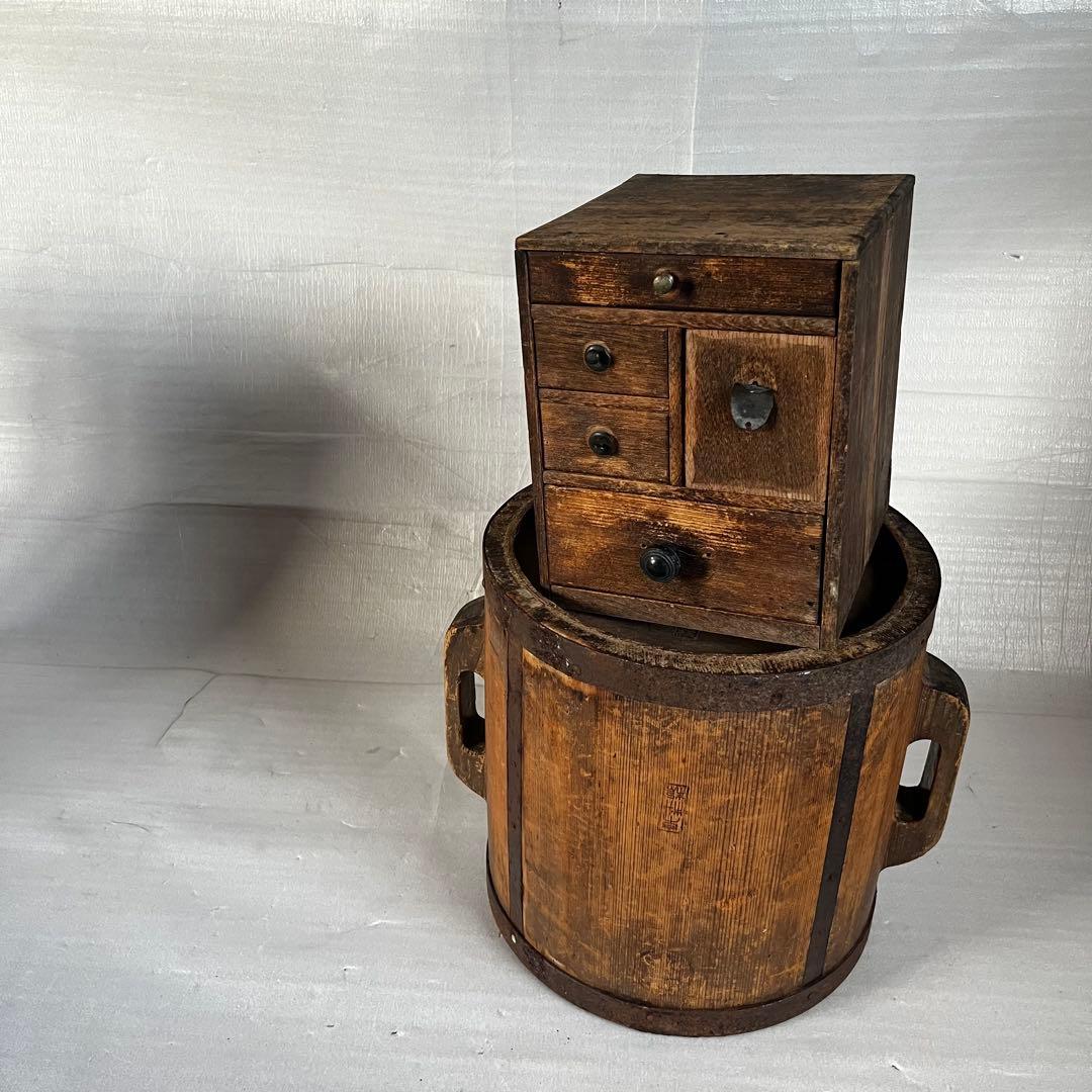アンティーク　小物収納　天然木　小さくミニマルでカワイイ！　古道具　JAPAN