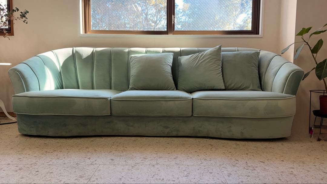 Mutuki 高級ベルベット 3人掛けソファ ロータイプ切替可