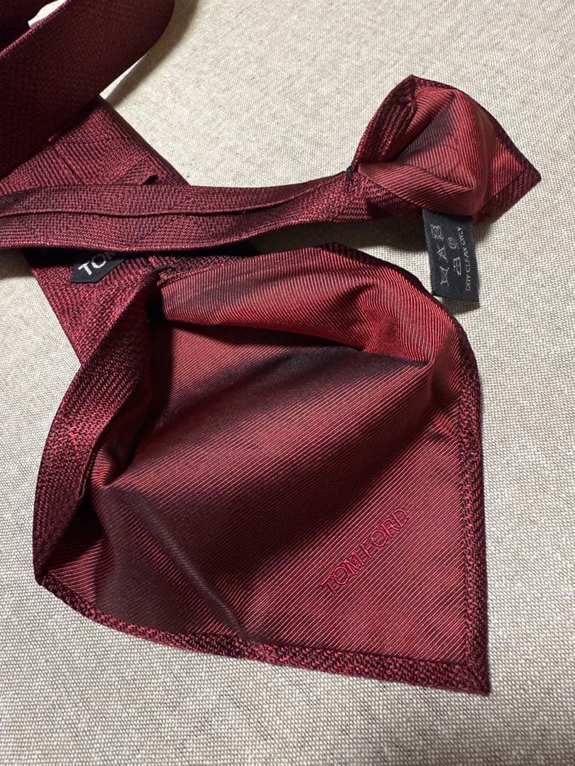 TOM FORD／トムフォード／ソリッド／グレンチェック／ダークレッド／伊製