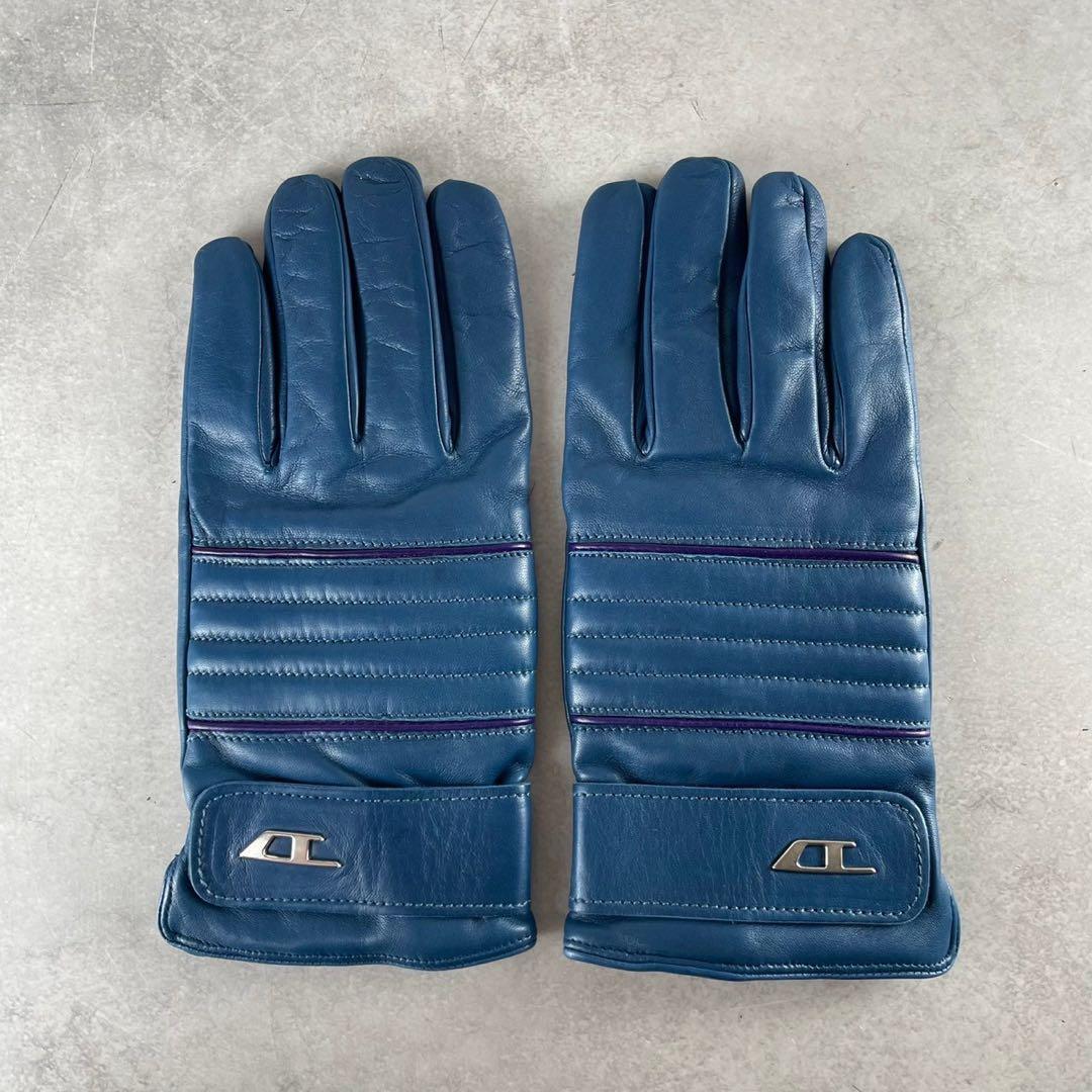 未使用　定価3.5万　ディーゼル　Dロゴ　バイカー　レザーグローブ　ラムレザー