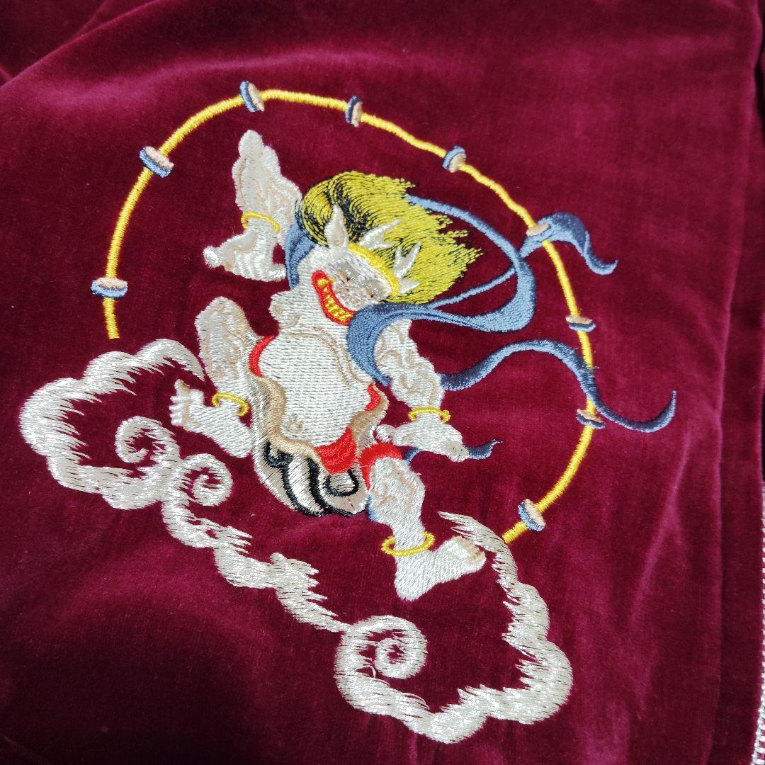 ね*め様 希少カラー　別珍　ベロア　スカジャン　風神雷神　龍　ユニセックス　Y2