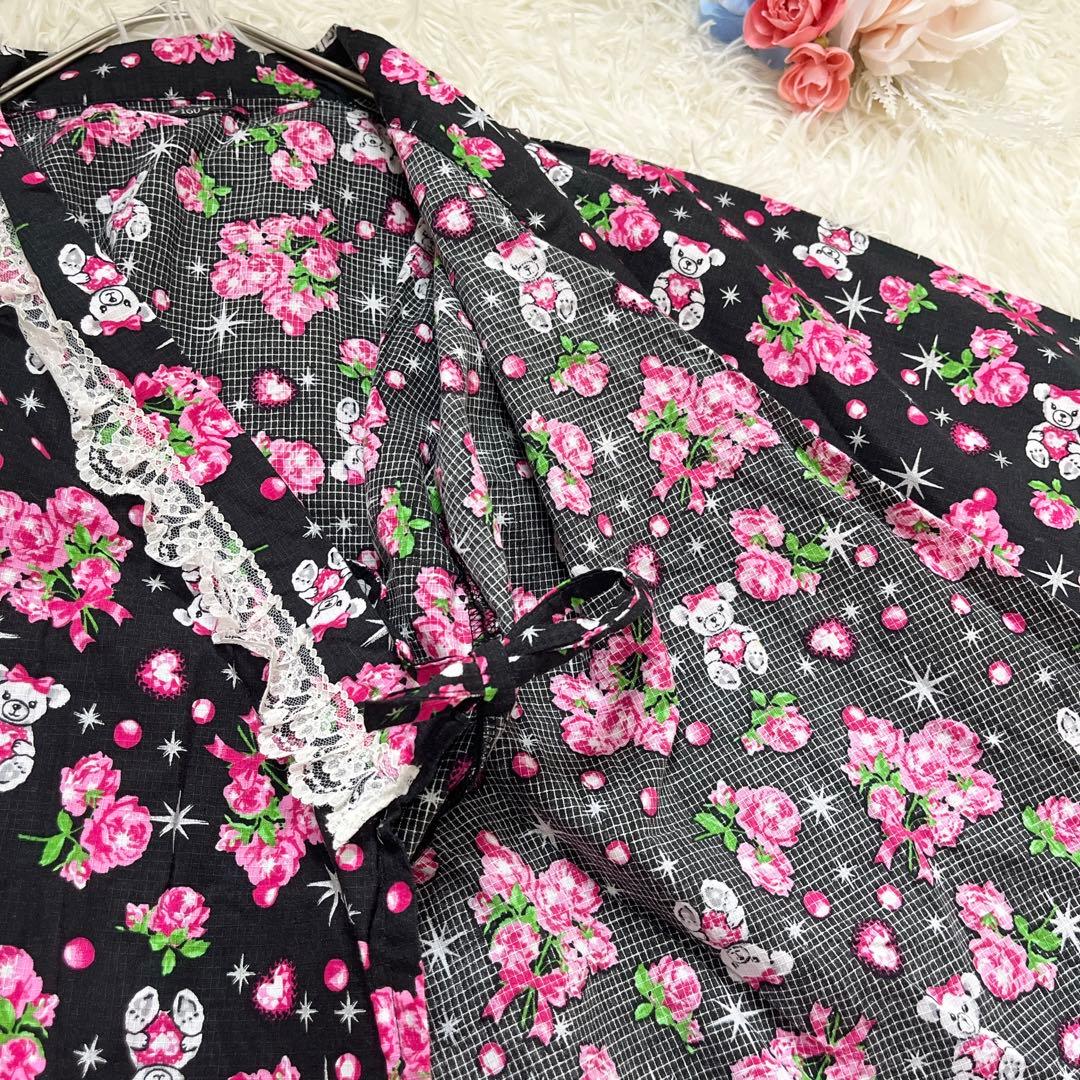 ま*や様 美品♡浴衣ドレス 薔薇柄 地雷系 平成姫ギャル160cm 和ロリY2K