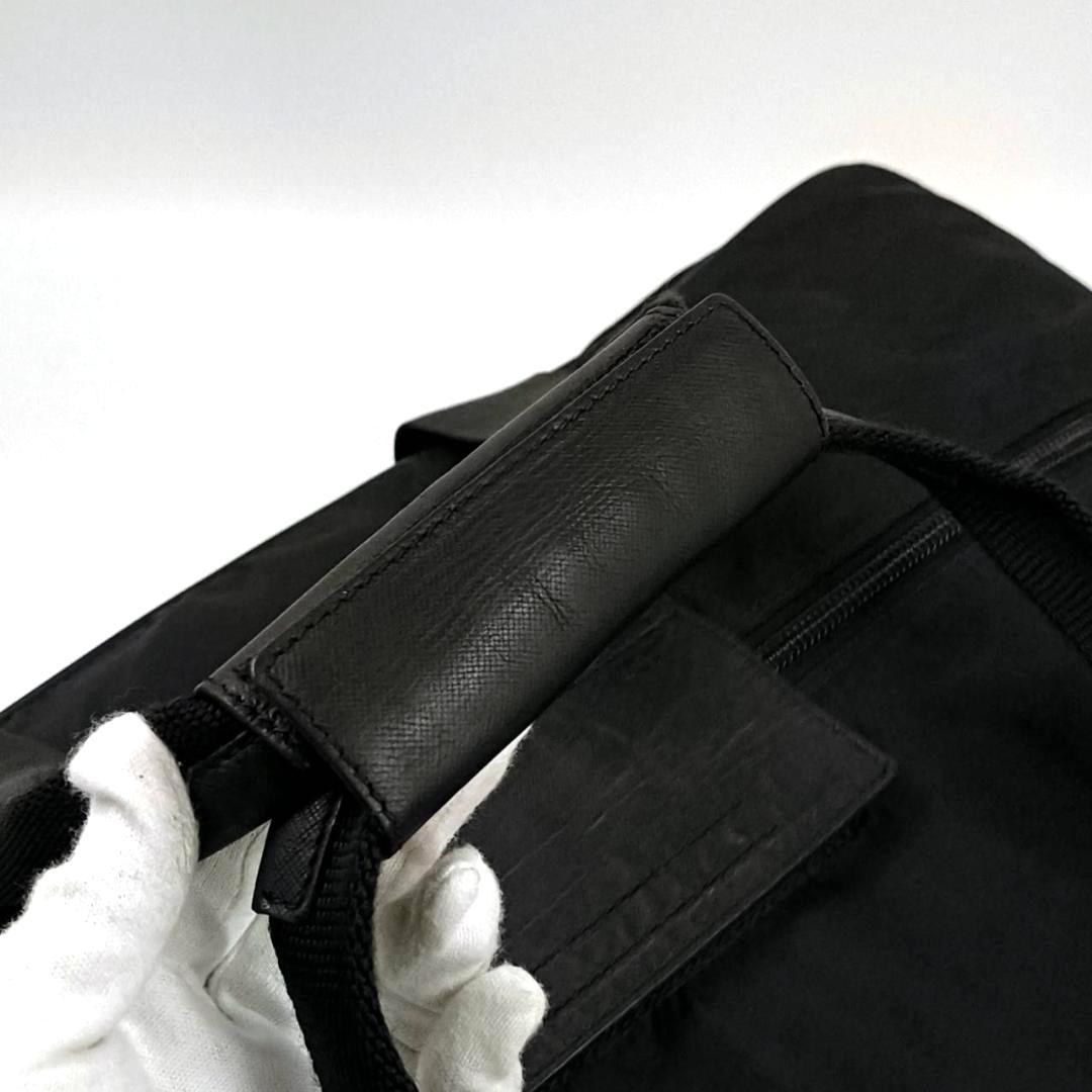 希少✨プラダ 保存袋　南京錠鍵付き　2way ボストンバッグ 三角ロゴ 革 黒