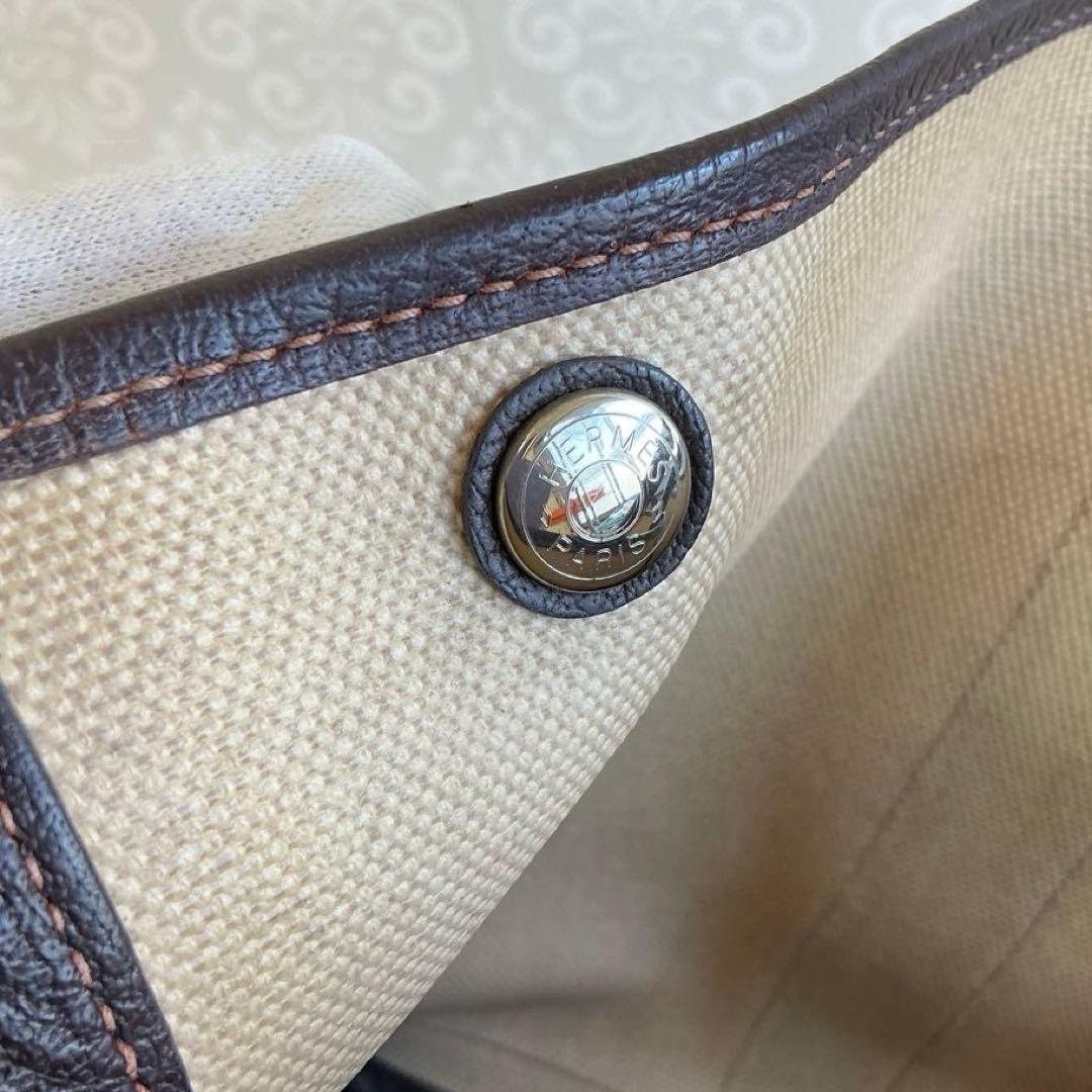 エルメス ガーデンパーティーPM トートバッグ トワルアッシュキャンバス レザー