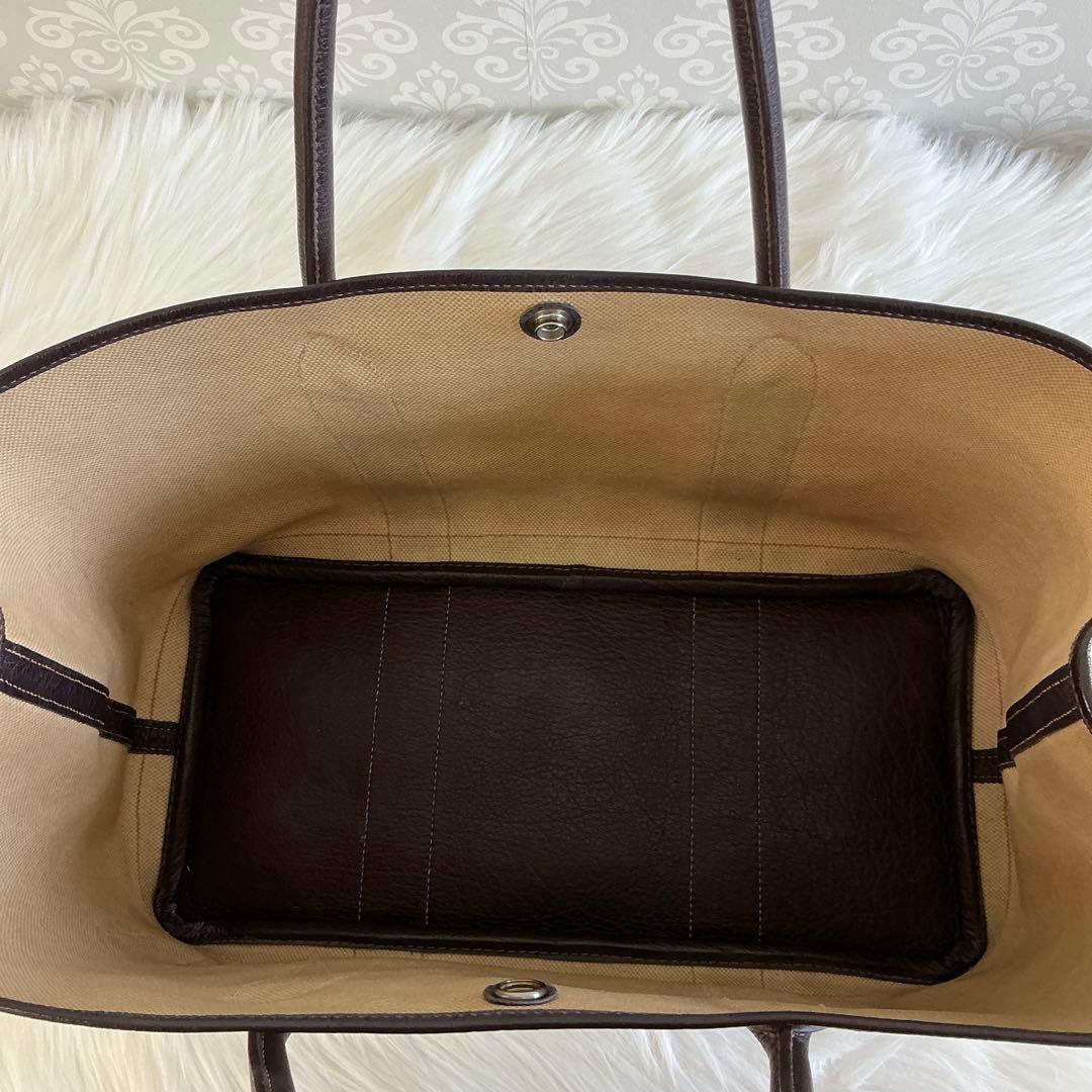 エルメス ガーデンパーティーPM トートバッグ トワルアッシュキャンバス レザー