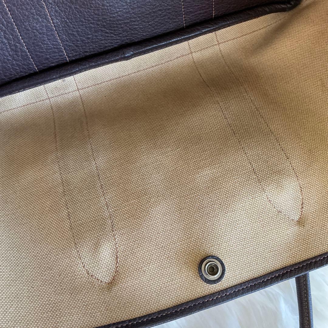 エルメス ガーデンパーティーPM トートバッグ トワルアッシュキャンバス レザー