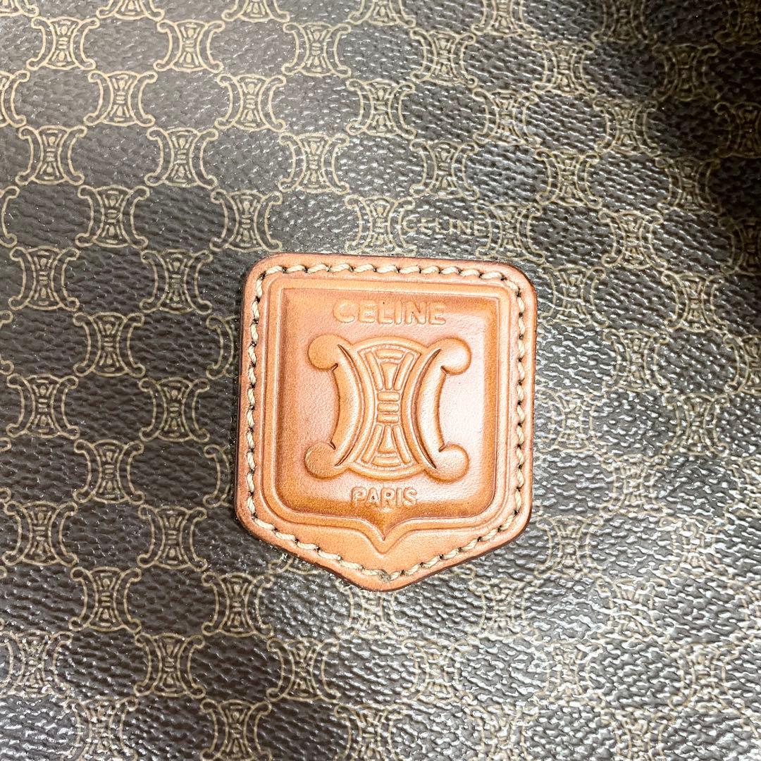 セリーヌ マカダム ボストンバッグ ブラウン カデナ チャーム 大容量 A4可