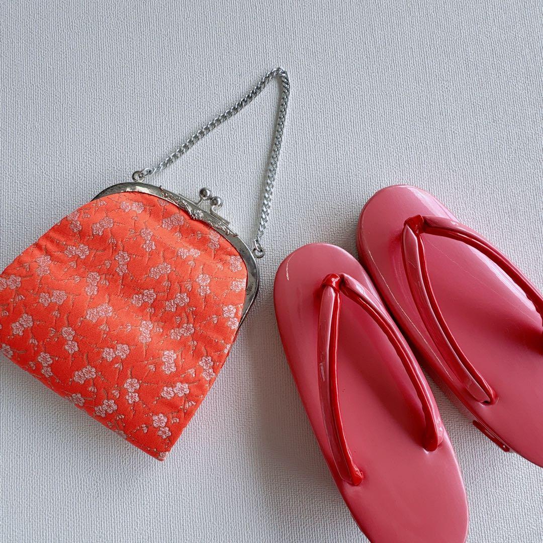 七五三　7歳女の子　フルセット　きものピンク　帯黒地　正絹　簡単半襟　7281