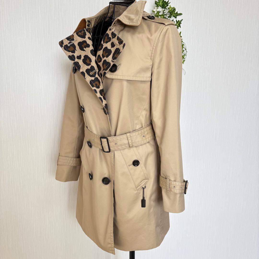 美品 COACH コーチ F33868 ベルト付 トレンチコート ベージュ S