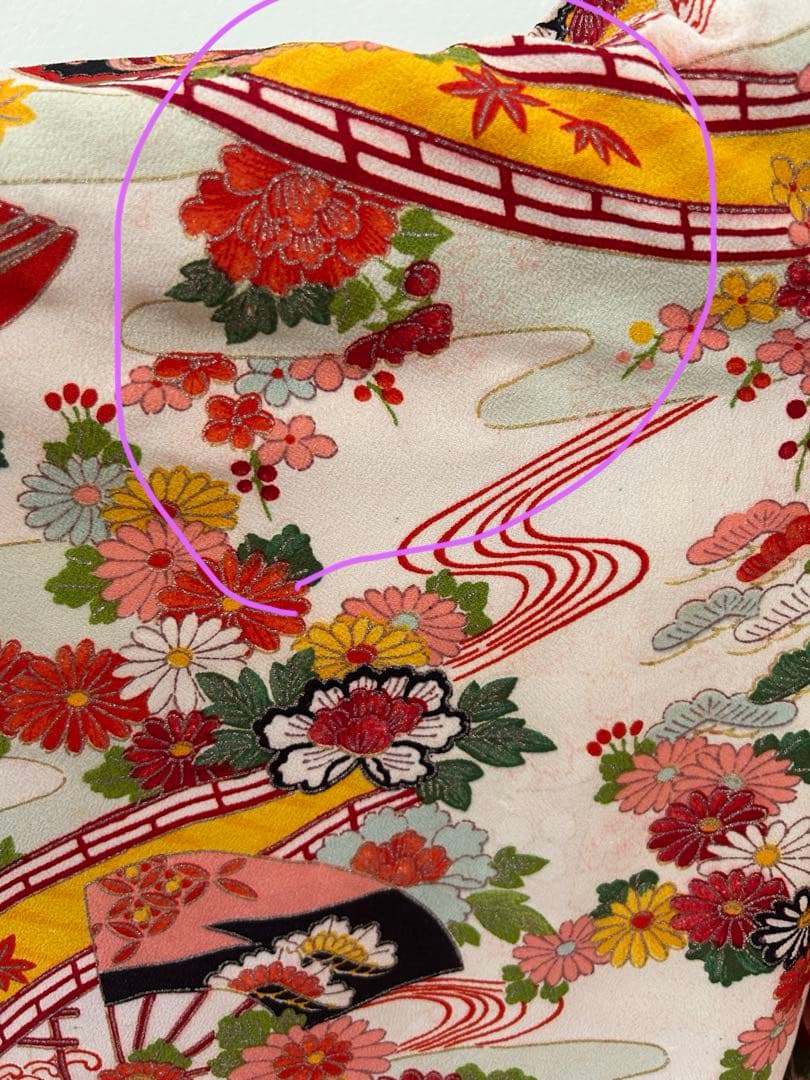 7歳　七五三　アンティーク正絹着物、帯、帯揚げ、帯締め、しごきのセット