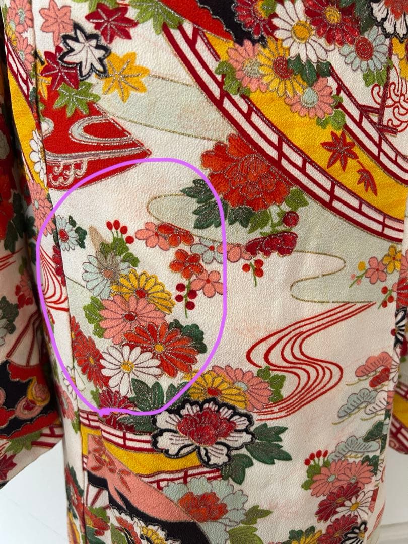 7歳　七五三　アンティーク正絹着物、帯、帯揚げ、帯締め、しごきのセット