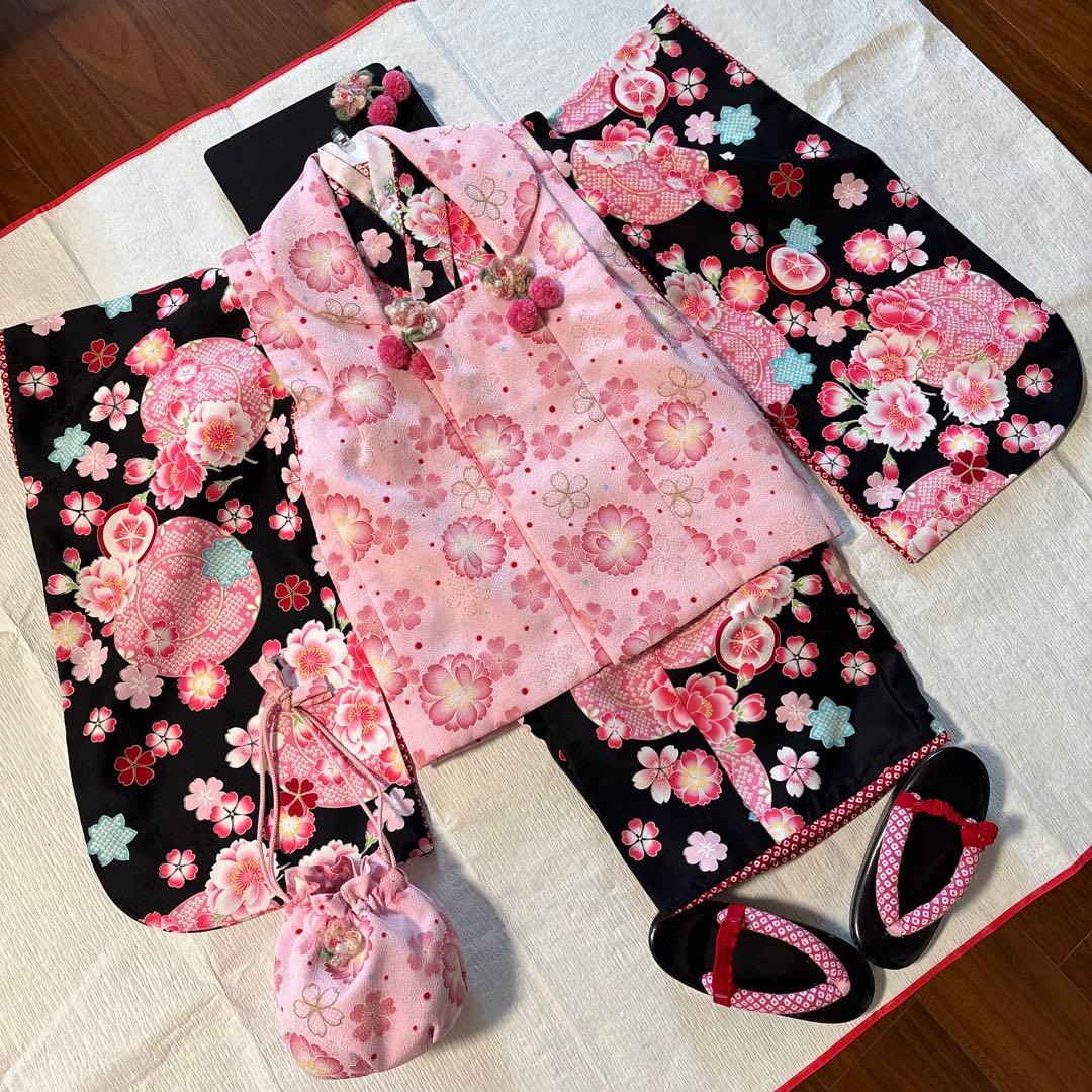 七五三　JAPAN style 三歳　 着物被布六点セット