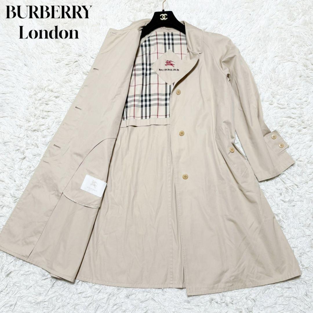 美品 バーバリー ロンドン ロングコート ノバチェック 刺繍ホースロゴ
