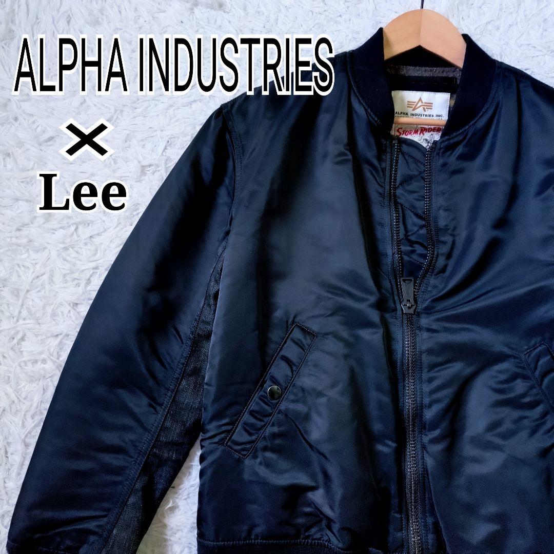 ALPHA × Lee　フライトジャケット　MA-1　デニム切替　L　黒　Y2K