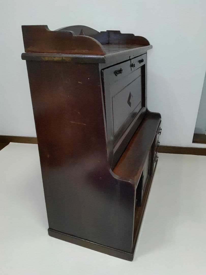 簿記机 レトロモダン 和製ライティングビューロー 収納デスク キャビネット