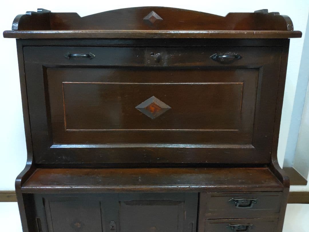 簿記机 レトロモダン 和製ライティングビューロー 収納デスク キャビネット