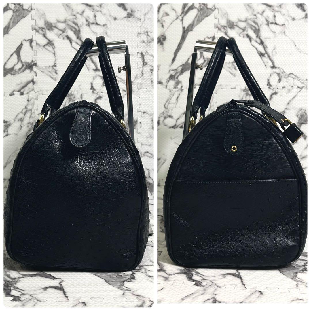 ハマノ ボストンバッグ ハンドバッグ オーストリッチ