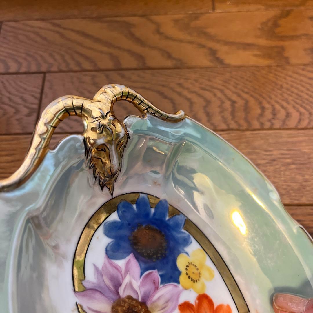 最終処超レアオールドノリタケ山羊持ち手フィギュア変形ボウルラスターM JAPAN