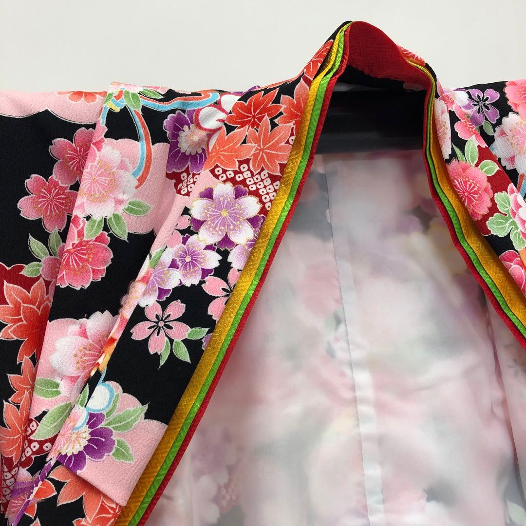 七五三　中古　女の子　四つ身　黒　式部浪漫　3歳～7歳　着物のみ　u-356