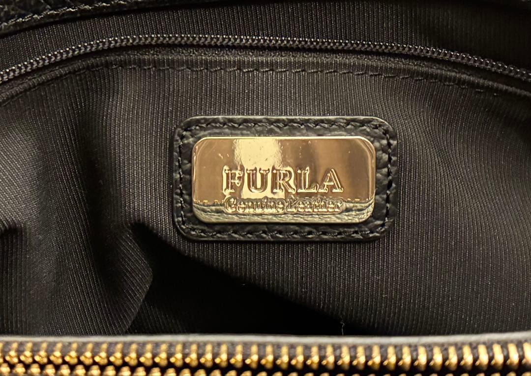 FURLA フルラ　ジョアン　トートバッグ　ブラック　シボ革　大容量　黒