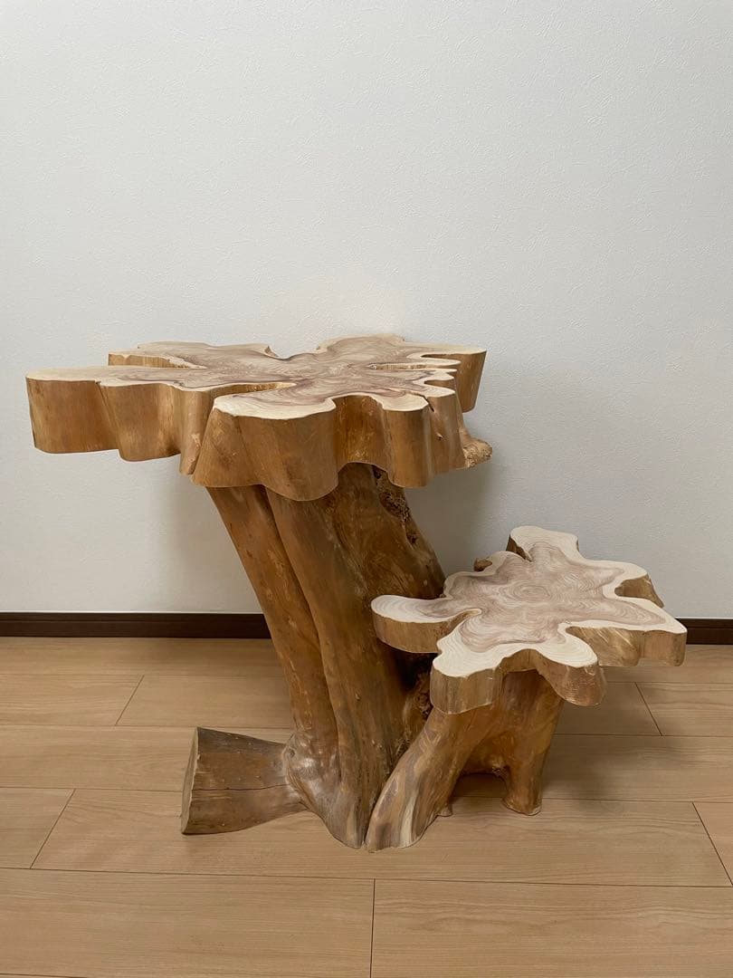 稀少価値木製　カイズカ　テーブル椅子　オブジェ　置台　花台　ハンドメイド　一点物