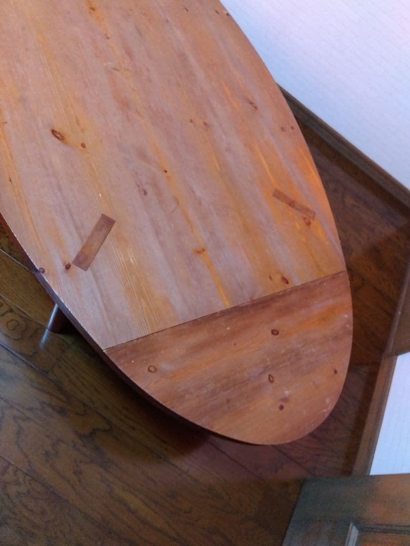 楕円形ナチュラルウッドローテーブル