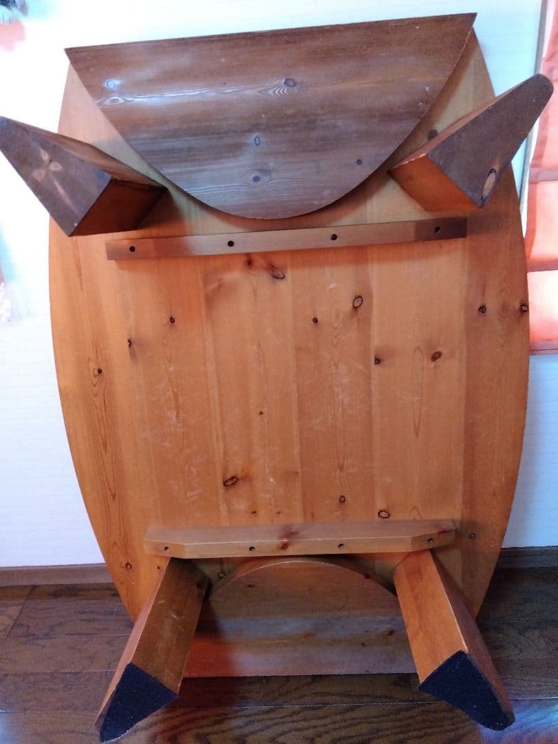 楕円形ナチュラルウッドローテーブル