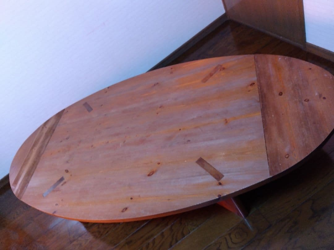 楕円形ナチュラルウッドローテーブル