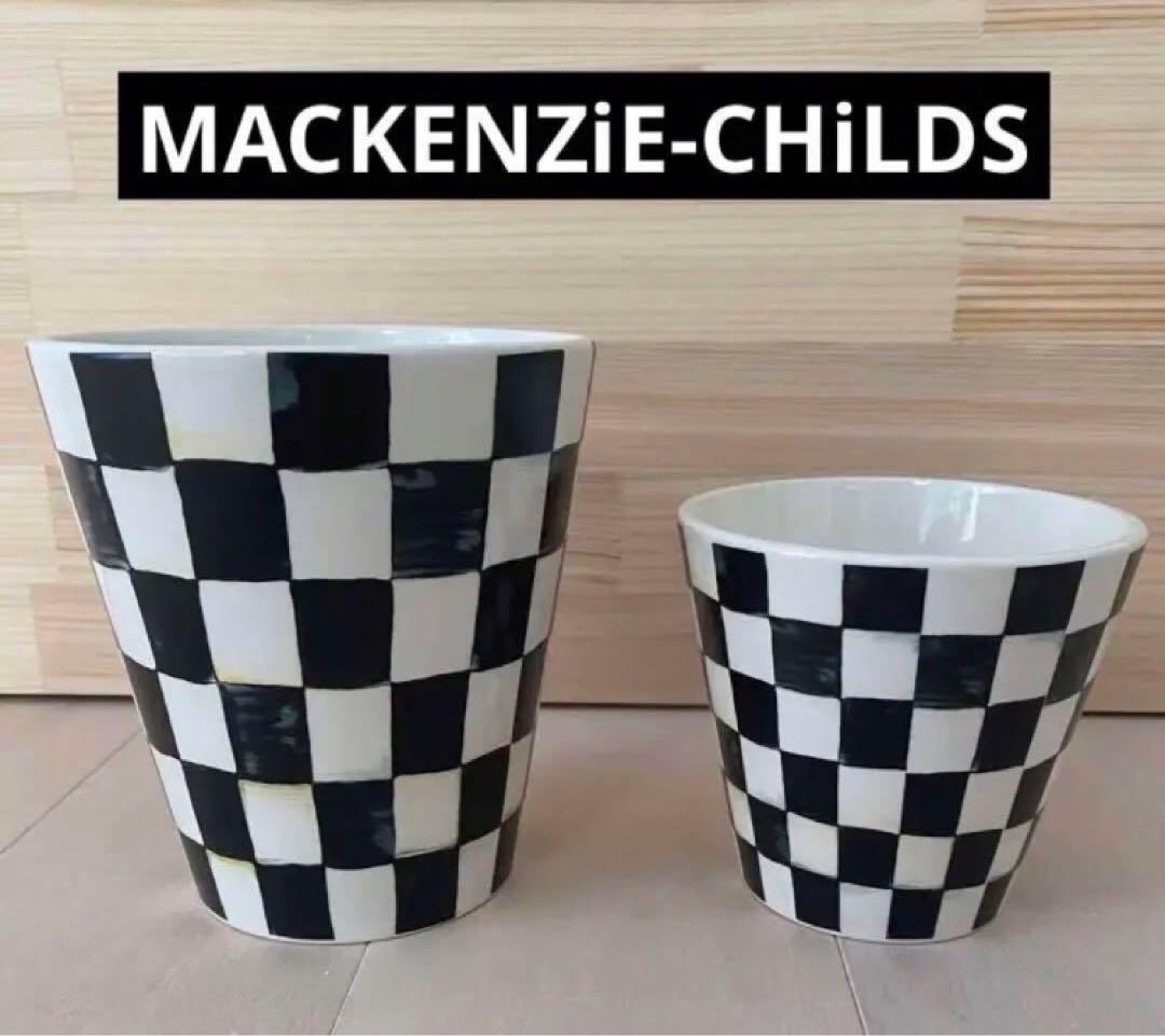 Mackenzie マッケンジーチャイルズ コートリーチェックゴミ箱 鉢入れ2点