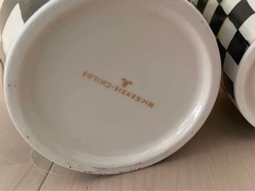 Mackenzie マッケンジーチャイルズ コートリーチェックゴミ箱 鉢入れ2点