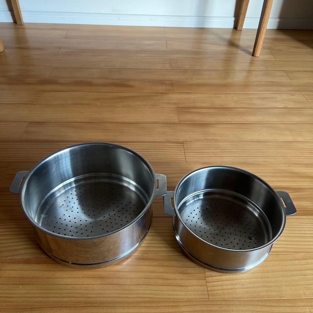 クリステル鍋ステンレス蒸し器 大小セット