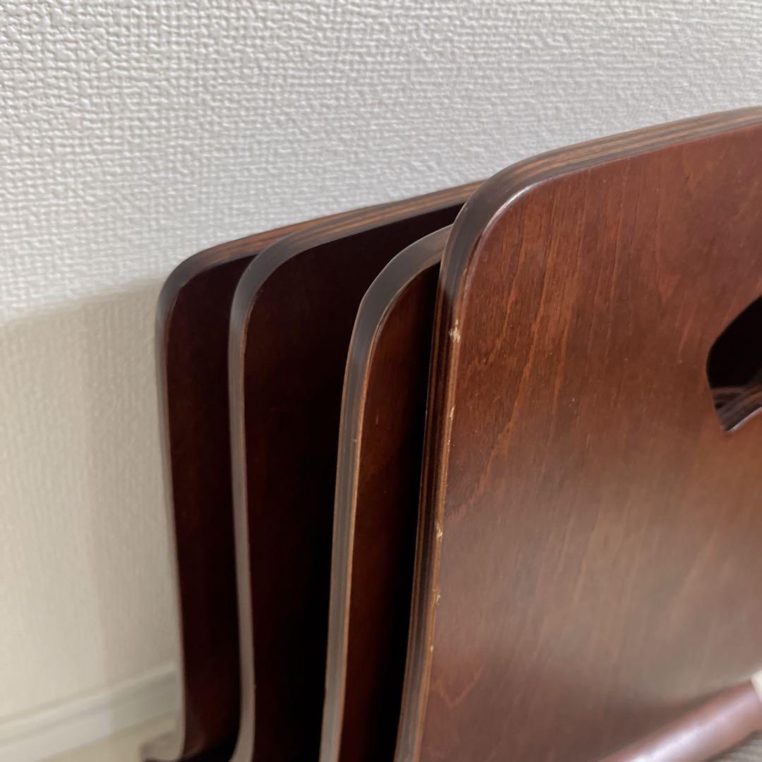 光製作所　座椅子4脚セット　曲がり木製　クッション付き 和風 座敷 旅館