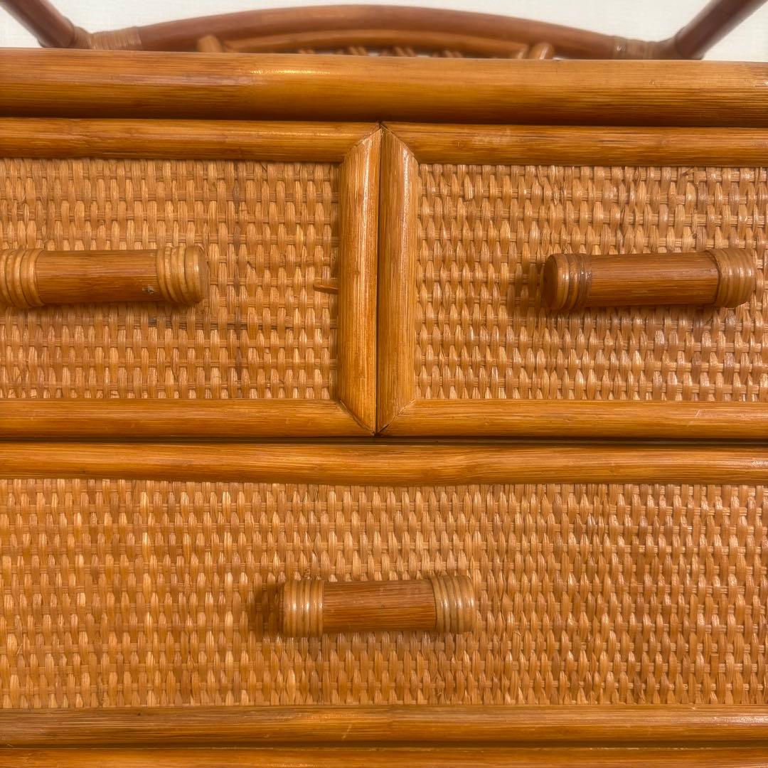 昭和レトロ ラタン製 5段チェスト ナチュラル