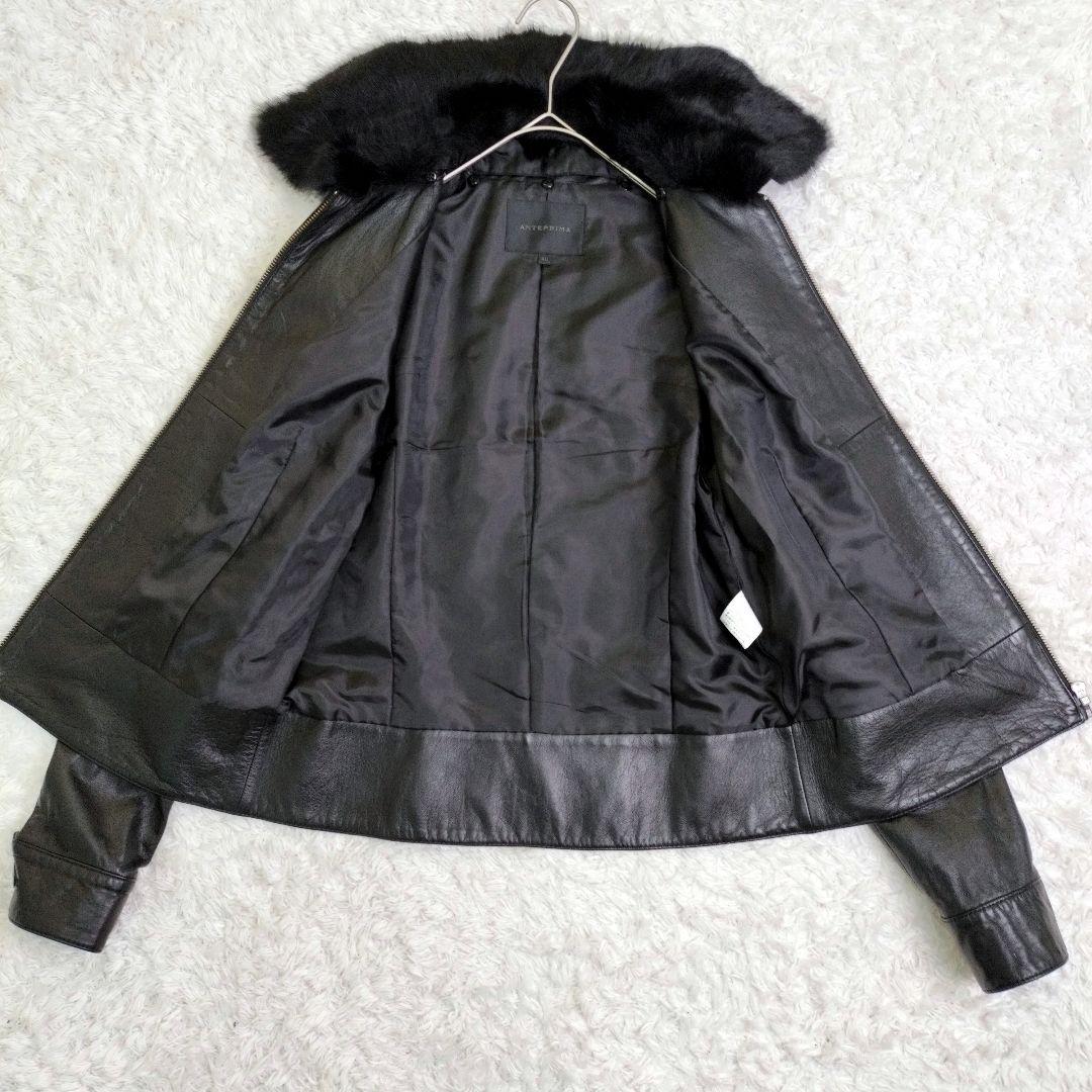 アンテプリマ　レザージャケット　ラムレザー　シープスキン　本革　ファー　ブラック