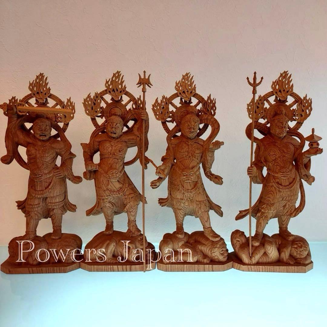 四天王　仏像　木彫　金剛　力士像　置物　4体合計横54cm×1体高さ34cm