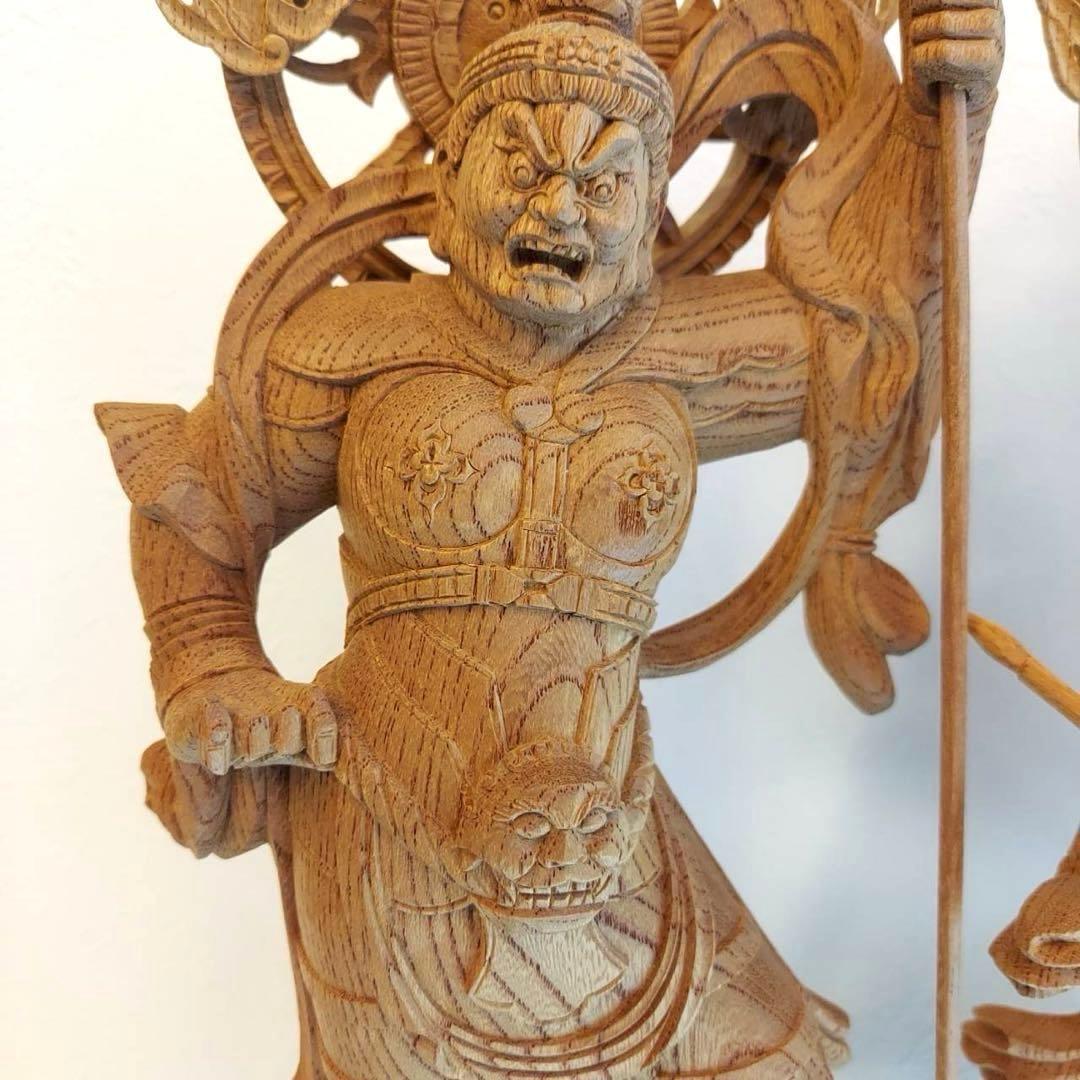 四天王　仏像　木彫　金剛　力士像　置物　4体合計横54cm×1体高さ34cm