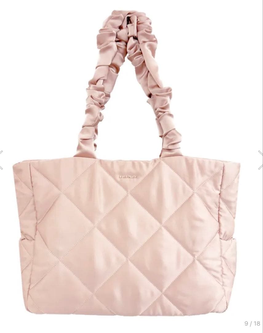 Rosé Muse satin quilting big tote [ピンク]