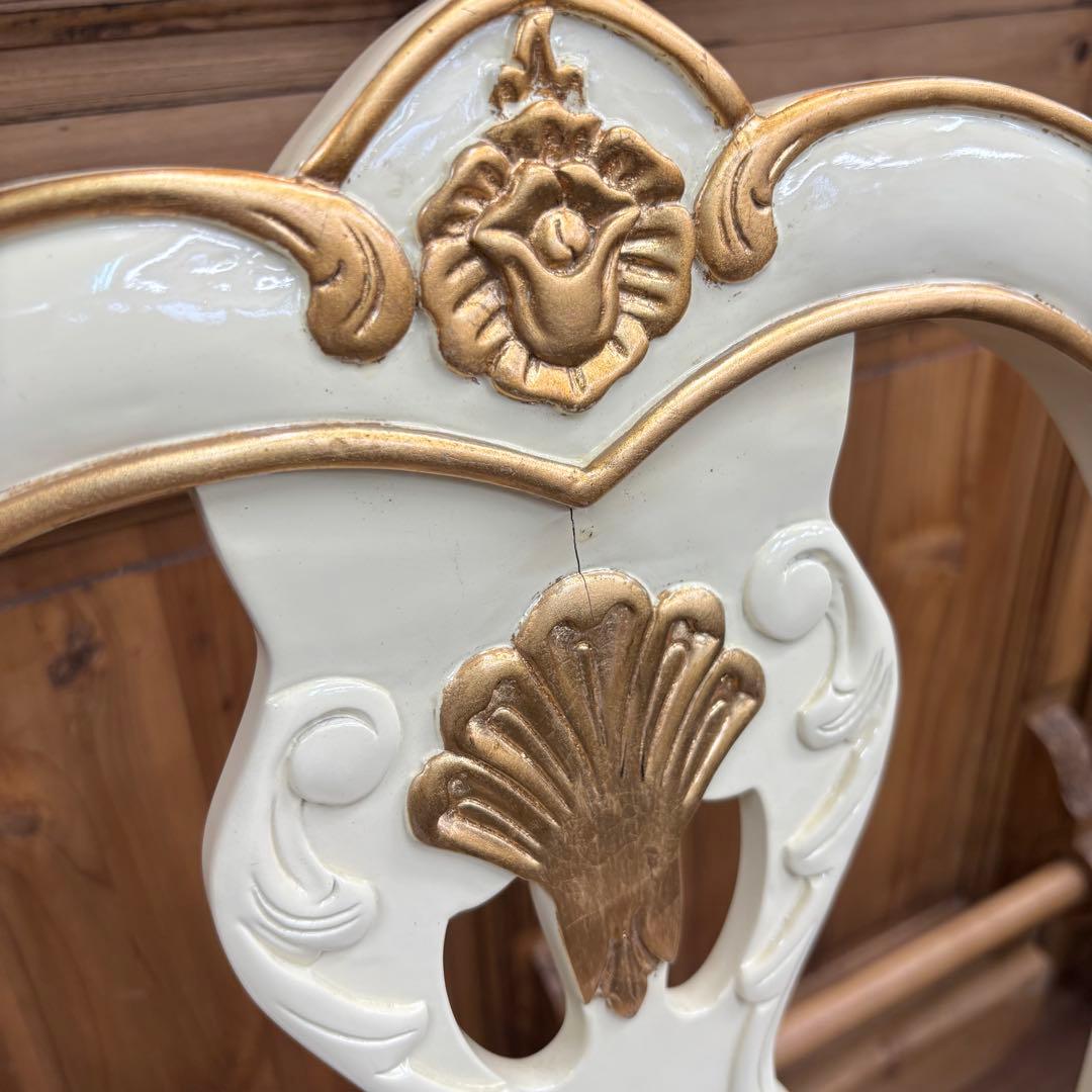 2脚アウトレット特価販売 マホガニーアンティーク調 アイボリー ダイニングチェア