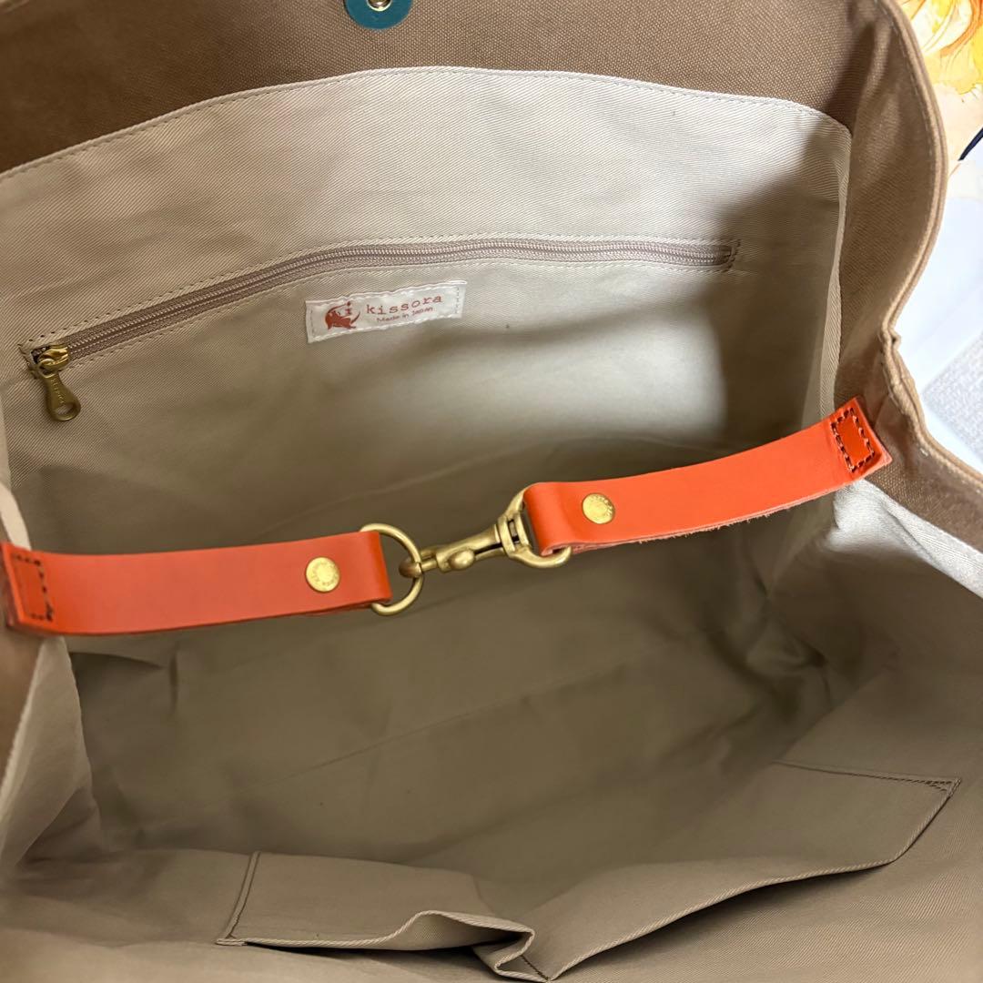 未使用品☆キソラ kissora トートバッグ 帆布 キャンバス レザー2way