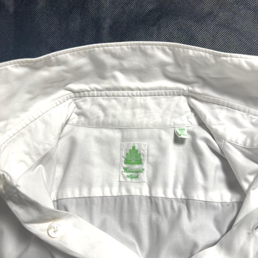 【美品】フィナモレ ホリゾンタルカラー ドレスシャツ 白シャツ 40 イタリア製