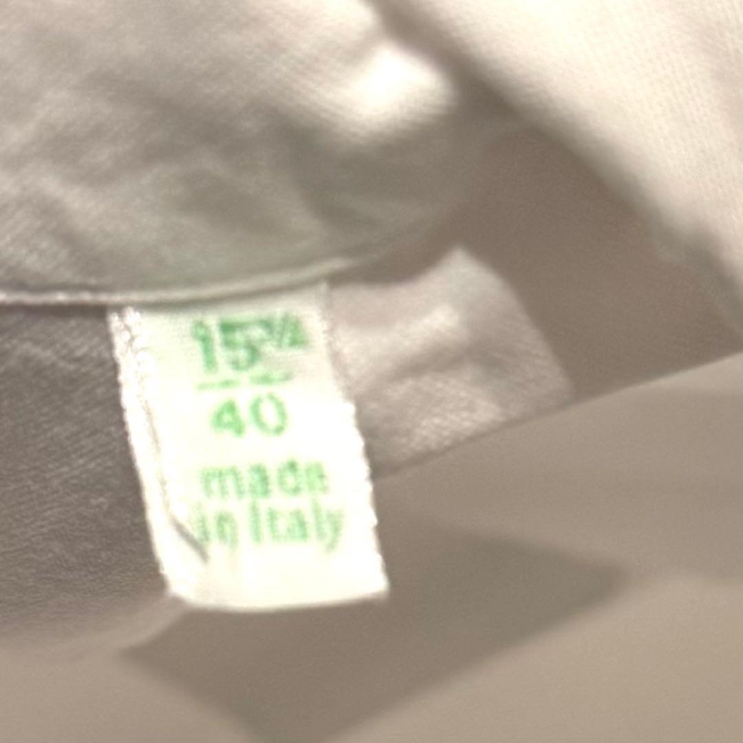 【美品】フィナモレ ホリゾンタルカラー ドレスシャツ 白シャツ 40 イタリア製