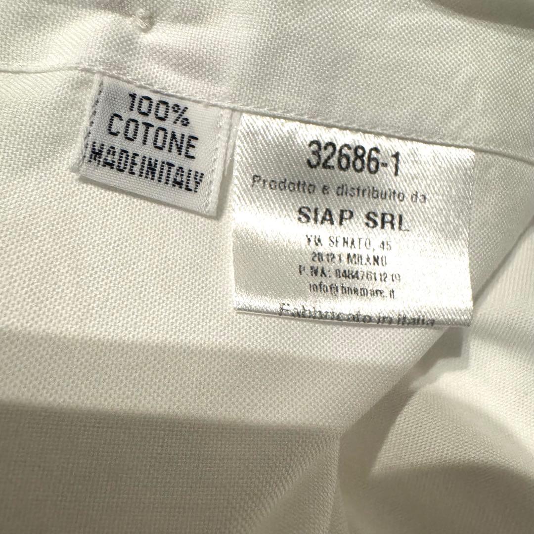 【美品】フィナモレ ホリゾンタルカラー ドレスシャツ 白シャツ 40 イタリア製