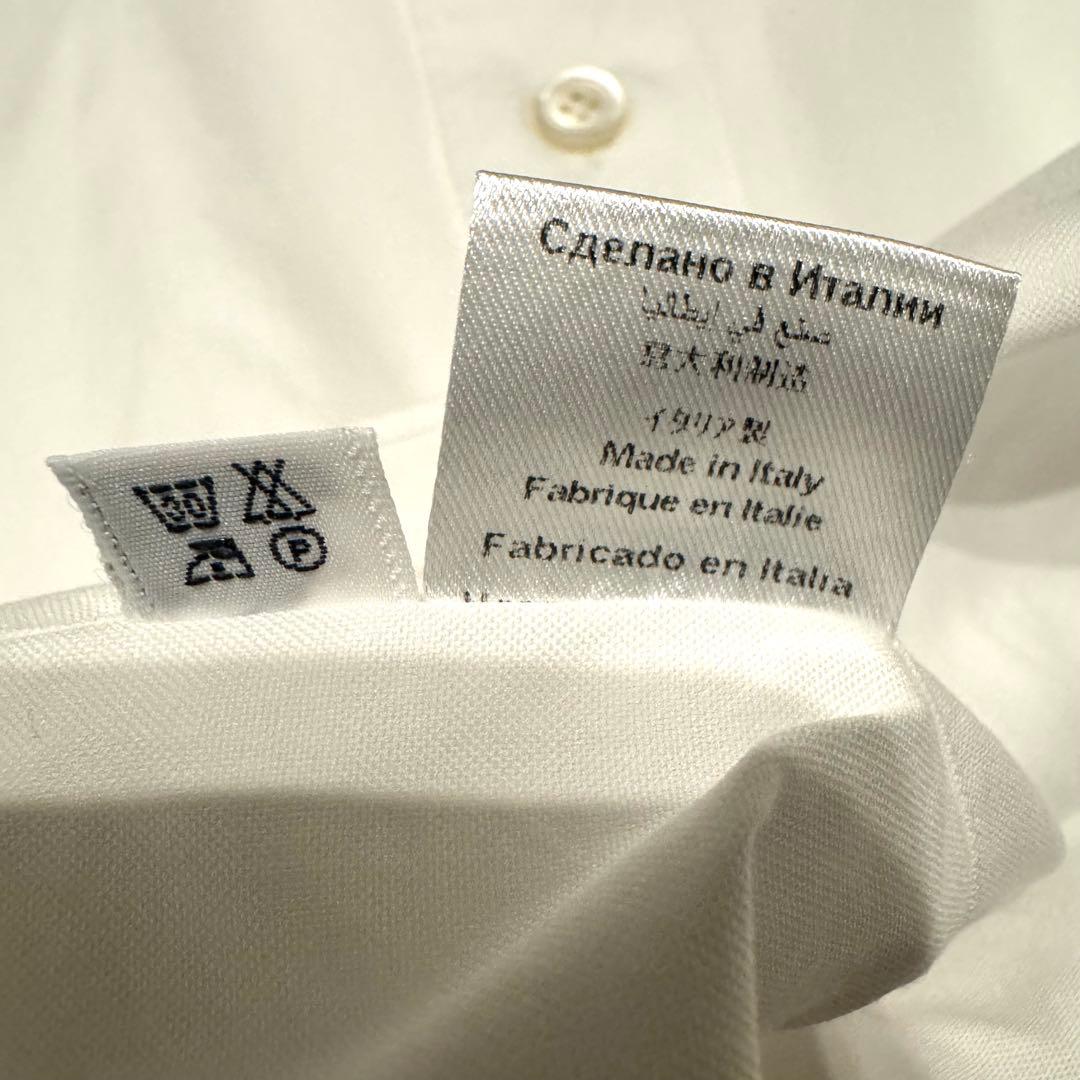 【美品】フィナモレ ホリゾンタルカラー ドレスシャツ 白シャツ 40 イタリア製