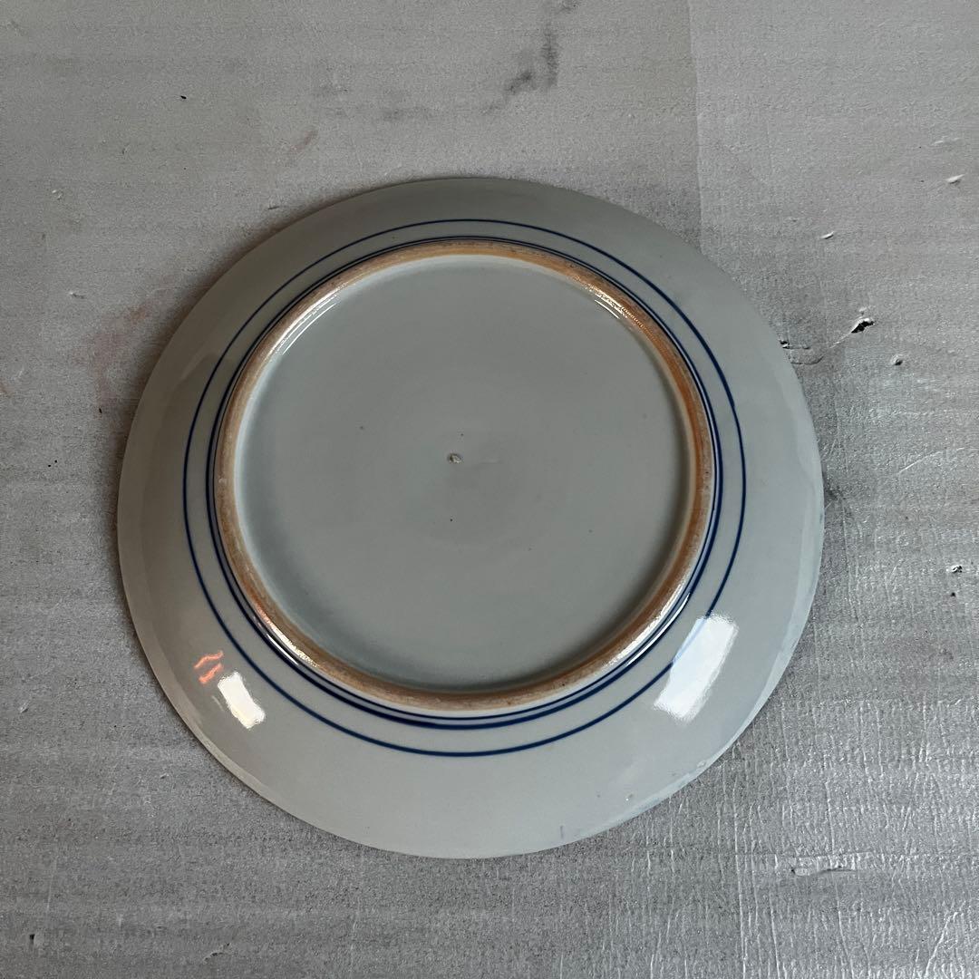 アンティーク　大皿　2枚セット　印判　明治時代　松竹梅　波紋様