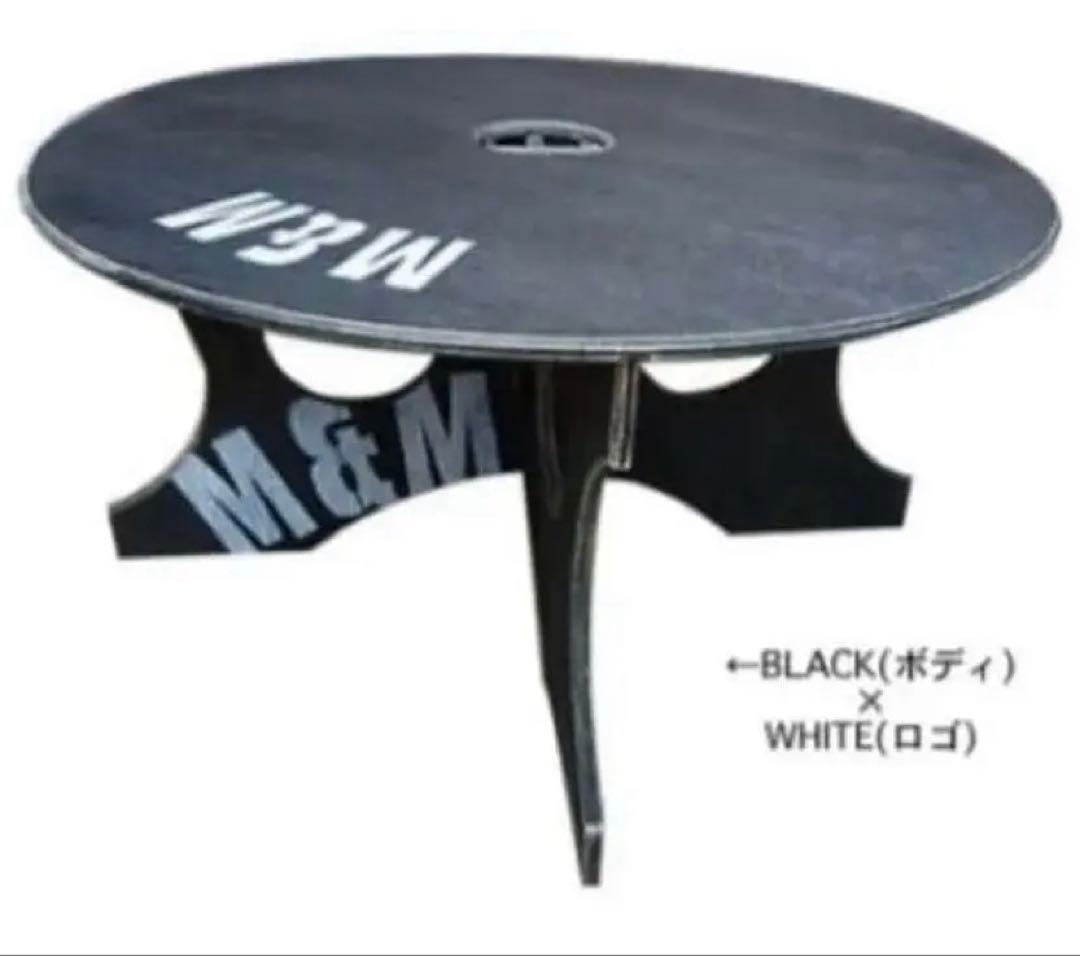 【未使用】M&M カスタムパフォーマンス ロゴ入り 黒円形 ローテーブル 家具