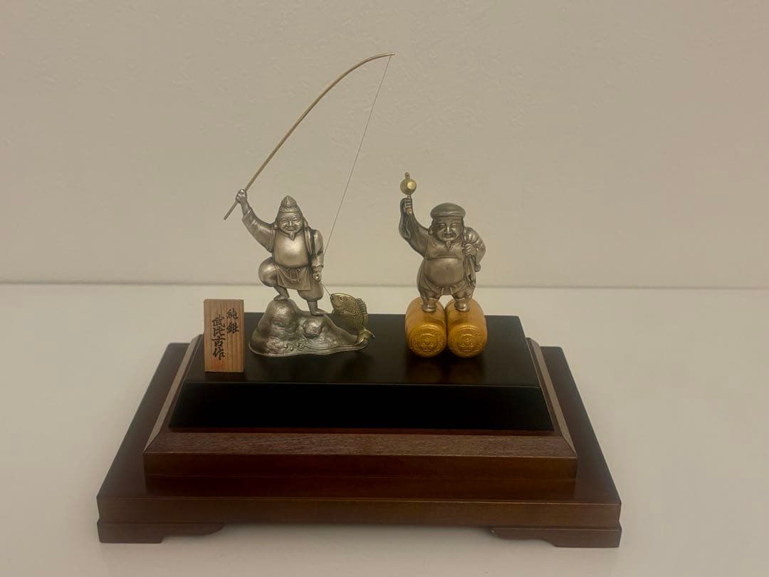 純銀製　恵比寿　大黒　置物　武比古作　ケース付