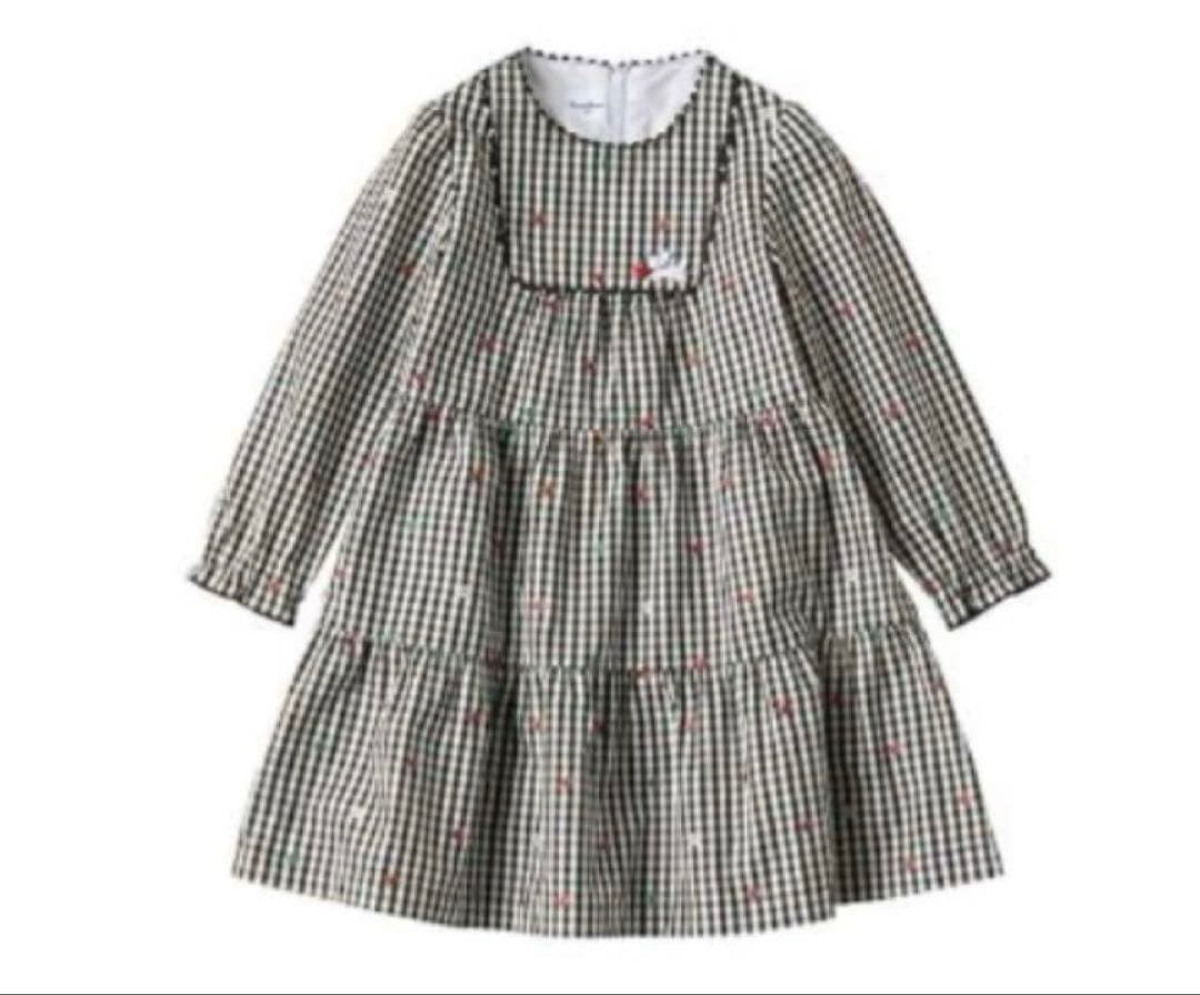 ファミリア　ギンガムチェックワンピース　90 カーディガン80